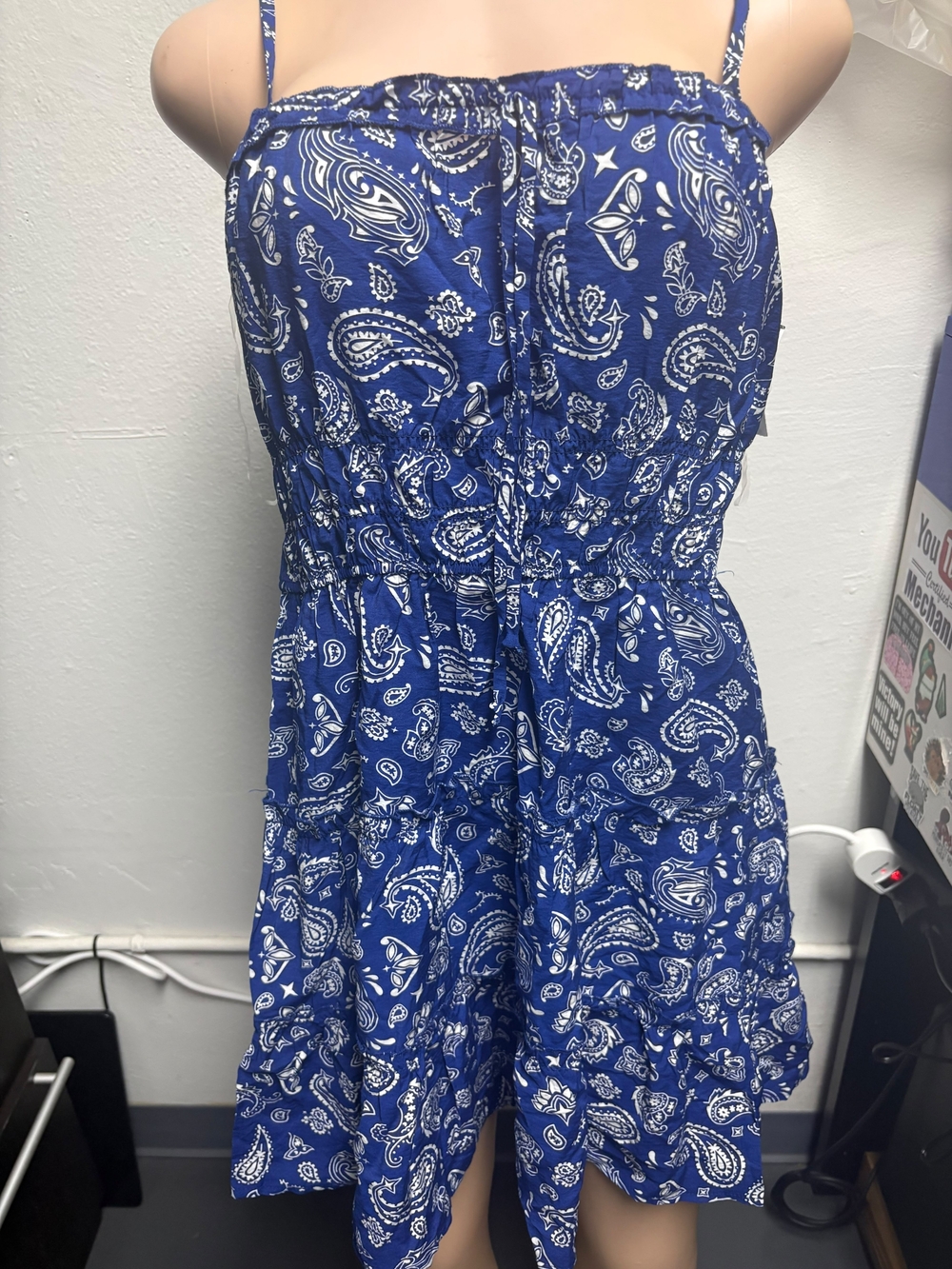 Blue Paisley Tiered Sundress with Spaghetti Straps